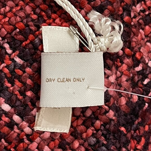 Chico's Blazer Jacket Pink Red Burgundy Tweed Ruffle Open Front NWT New! - Picture 6 of 6